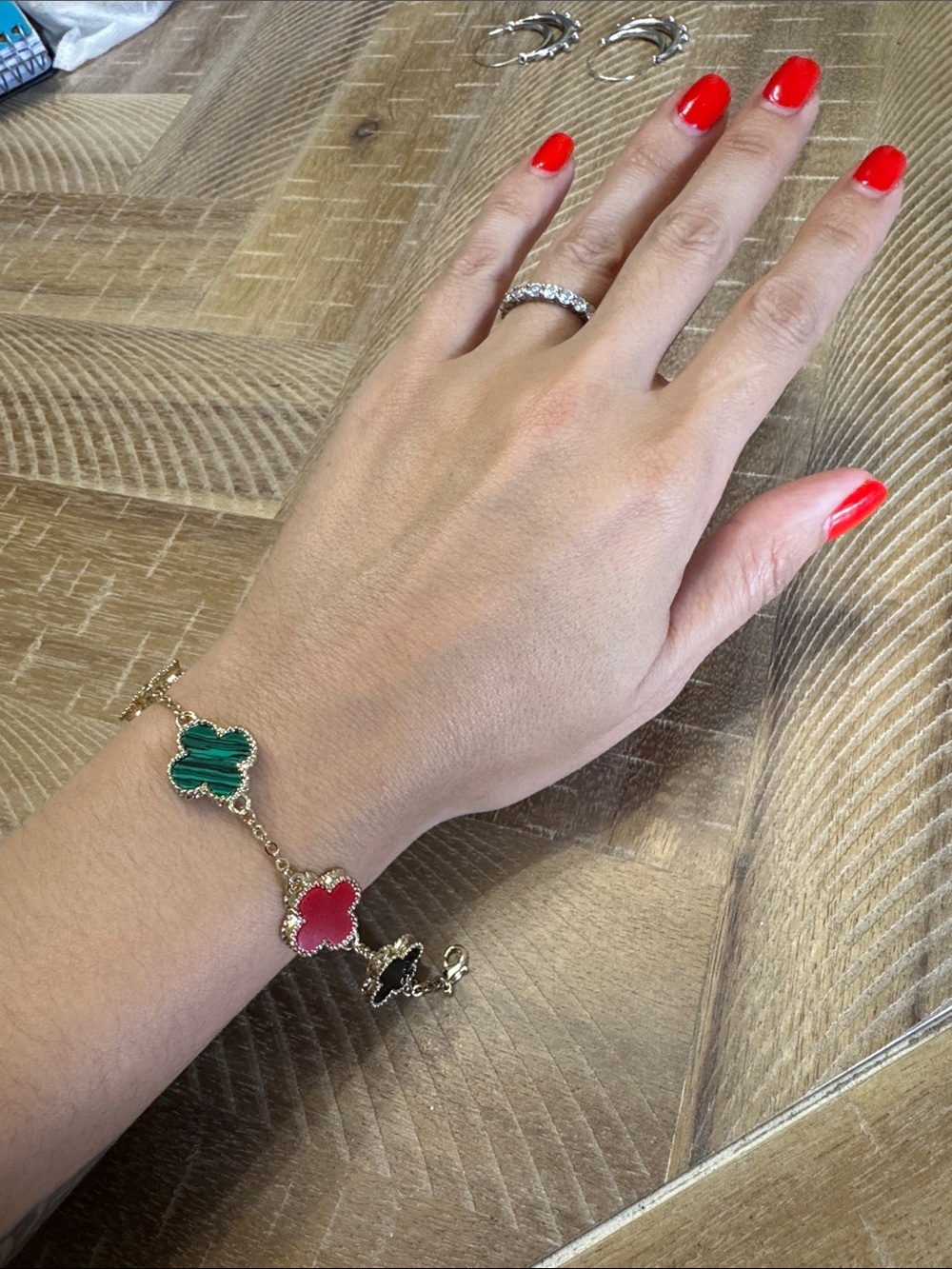 Jumbo Gold colorful clover Bracelet -gold plated over brass